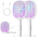 YISSVIC Electric Fly Swatter Foldable Bug Zapper Racket 2 in 1 Mosquito Killer with Purple Attractant Light Rechargeable 1800mAh for Indoor Home Backyard Patio Camping