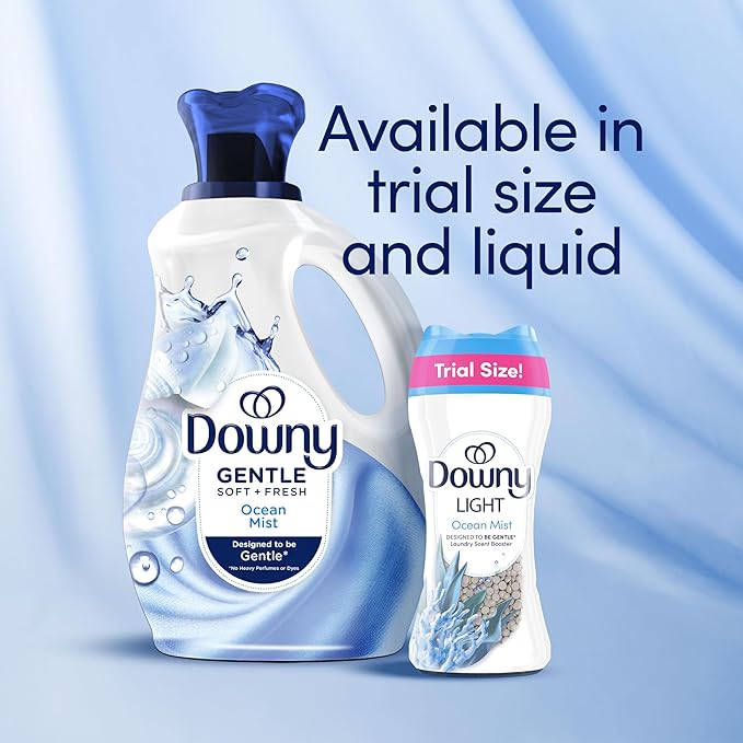 Downy Light Laundry Scent Booster Beads, Ocean Mist Scent, 24 OZ, In-Wash Fabric Beads Designed To Be Gentle With A Light Boost Of Scent, No Heavy Perfumes