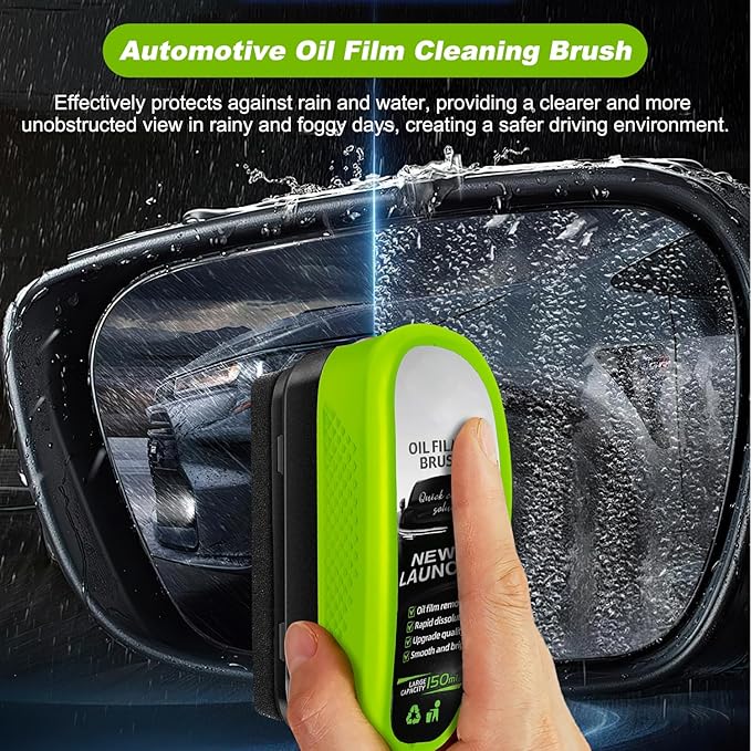 Oil-Free Car Glass Brushes, Upgrade 2.0 Clear Vision Glass Cleaner, Oil Film Cleaning Brush for Automotive Windows, Clearvision Cars Windshield Cleaner Tool (1set) (1, Green)