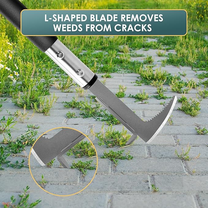 Crack Weeder, Stainless Steel Manual Crevice Weeding Tool,13" Weed Grabber Remover, L-Shaped Manual Weeder Puller, Durable Crevice Weeding Tool for Sidewalk Garden Patio Lawn