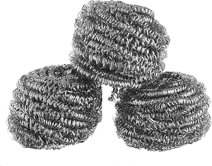 12 Pack 50g Stainless Steel Sponges, Steel Wool Scrubber, Scrubbing Scouring Pad for Pots, Pans and Ovens Great for Kitchen, Bathroom, Outdoors by EcoQuality