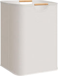 STORAGE MANIAC 1-Pack Large Laundry Hamper, 100L (26.4 Gal) Collapsible Laundry Basket with Bamboo Handles, Freestanding Waterproof Clothes Hamper for Laundry Room, Bedroom, Dorm, Towels, Toys, White