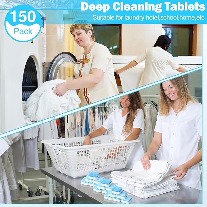 150 Pcs Washing Machine Cleaner Tablets Washing Machine Deep Cleaner Tablets for Front Loader and Top Load Washer