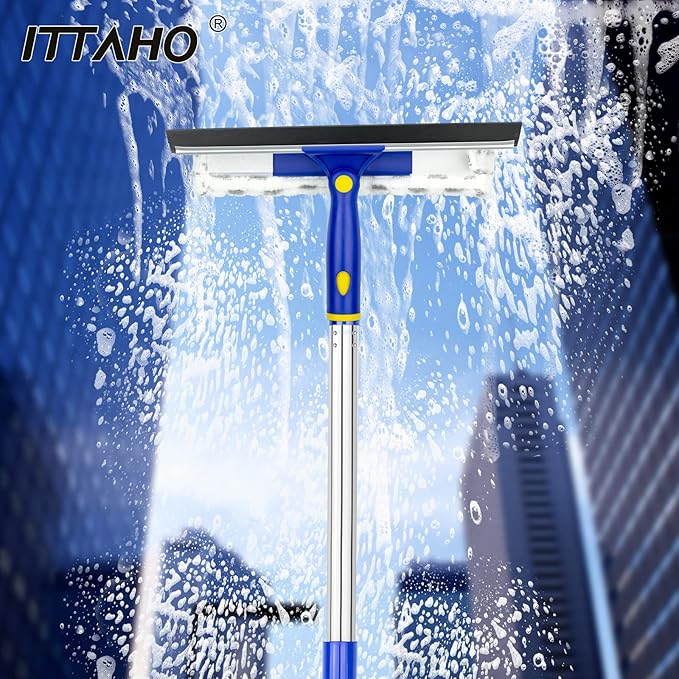 ITTAHO 3 Pack Microfiber Pads Replacements for Window Squeegee Set, Window Cleaner Kit, Professional Scrubber Refill Sleeve - 11 Inch