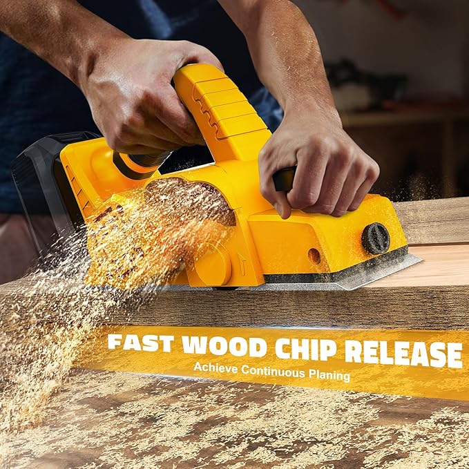 Cordless Electric Hand Planer: 3-1/4-Inch Handheld Planer Compatible with Dewalt 20V Battery (No Battery) - 15000 RPM Power Wood Planer for Woodworking, Carpentry, and Home DIY