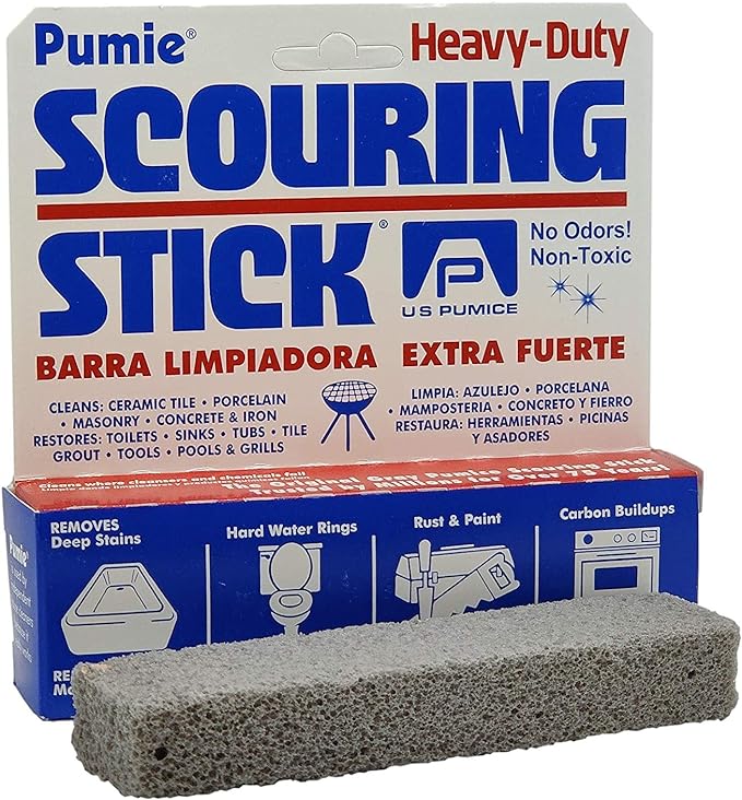 4-Pack PUMIE Heavy Duty Pumice Scouring Stick, Pumice Stone for Cleaning Tough Bathroom, Kitchen Stain, Grills, Pool, Scouring Stick for Cleaning Toilet Rings Stains, Hard Water Rings & Tiles Surfaces