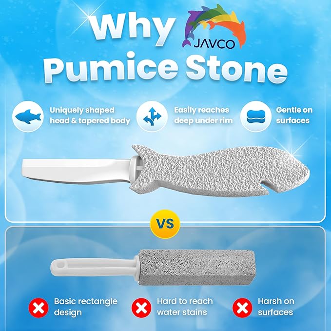 Pumice Stone for Cleaning with Handle (2 Pack) – Scrubbing Stone for Porcelain, Ceramic and Tile, Pumiceshark for Toilet Cleaning (2, small pack)