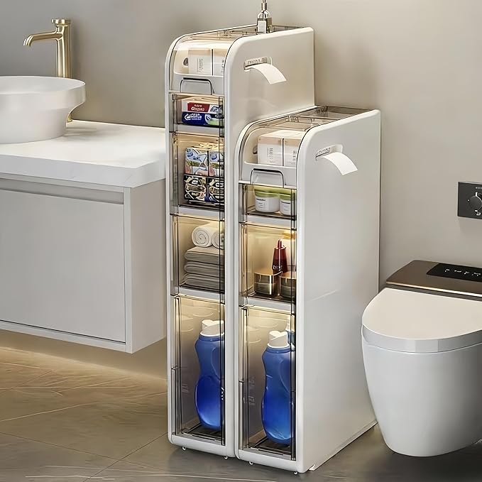 Slim Bathroom Storage Cabinet with Drawers,Narrow Bathroom Storage Cabinet,Mobile and Installation-Free,Perfect for Small Space Bathroom,Living Room,Kitchen,Toilet (A-3Tiers)