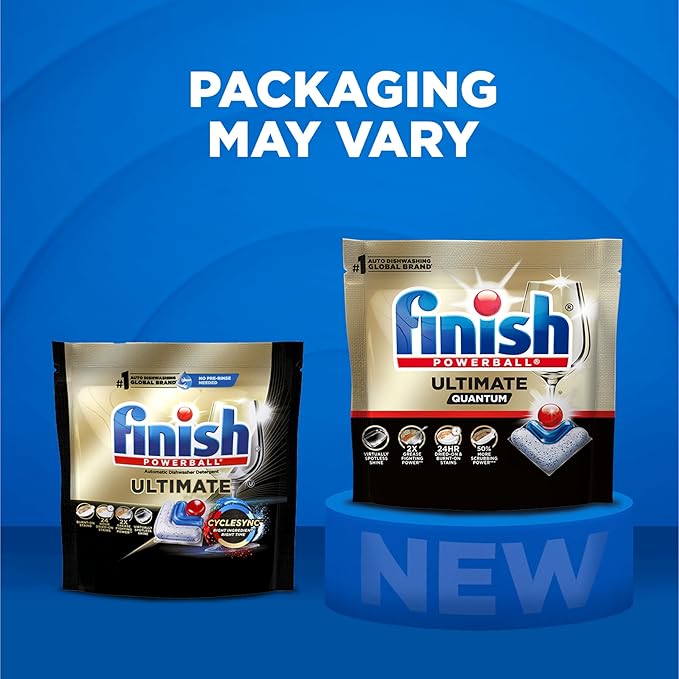 Finish Ultimate Quantum Dishwasher Pods, New & Improved Formula, Dishwasher Detergent Dish Soap, Removes Burnt-On & Dried-On Stain, Degreasing & Scrubbing Power, 47 Count