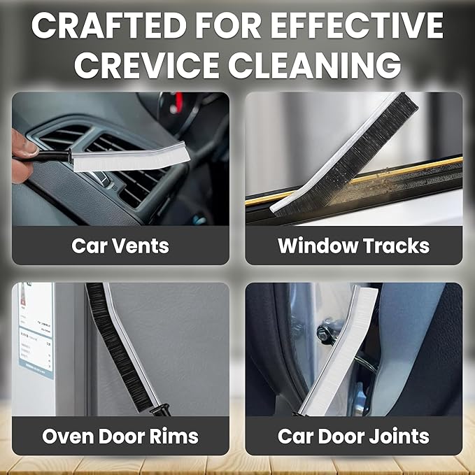 Crevice Cleaning Brush Set – 3Pcs Hard Bristle Cleaning Tools (2 Black & 1 White) for Grout, Tile Floors, Gaps & Narrow Spaces – Small Grout Scrub Brush for Bathroom, Shower, Window Tracks, Kitchen