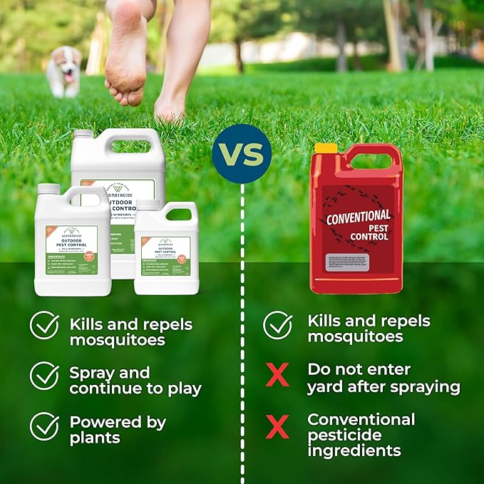 Wondercide - Outdoor Pest Control Spray Concentrate with Natural Essential Oils - Mosquito, Ant, Roach, and Insect Killer, Treatment, and Repellent - Safe Around Pets, Plants, Kids - 16 oz