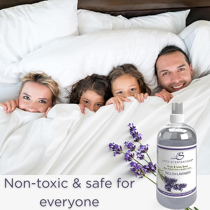 Linen Scentsations Fabric and Linen Spray 2 Pack, English Lavender,16oz x2 (32oz Total) - Odor Eliminator & Freshener for Bedding, Clothes, Room & Pillow