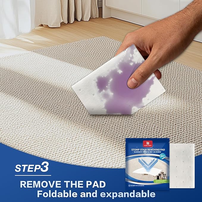 Home Times Carpet Cleaning Wet Wipes, Pet Lifting Pads + Oxy for Stain Removal on Carpet & Area Rug Cleaning, 20 Count(Pack of 1)
