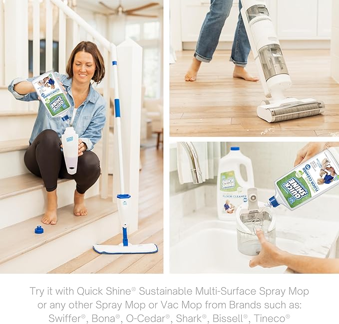 Quick Shine Plant Based Pet Floor Cleaner 27 oz, 2Pk | Ready to Use, Removes Dirt, Streak Free, No Rinse | Hardwood, Laminate, Luxury Vinyl Plank LVT, & Tile | Safer for Kids, Pets & Our Environment