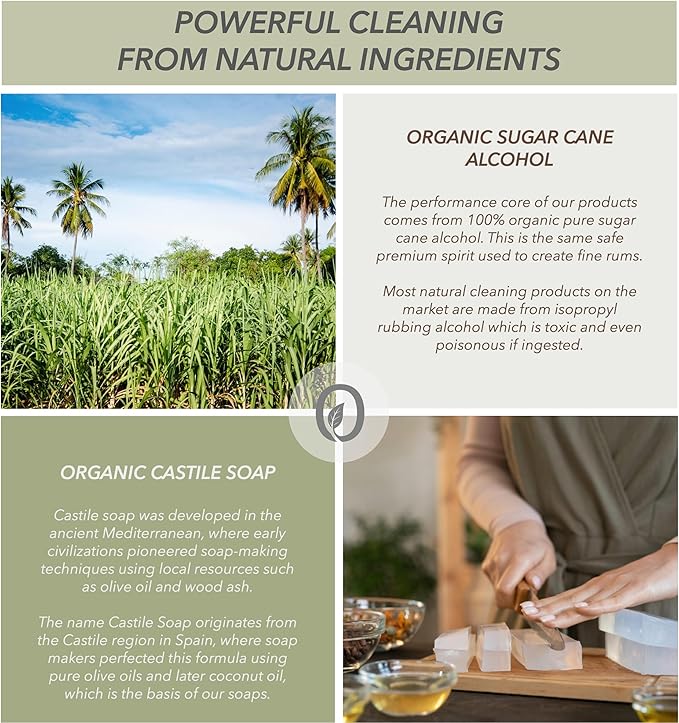 Non-Toxic Glass Cleaner - 100% Natural Organic Ingredients that Truly Perform - 24oz - Light Coconut & Bergamot Scent