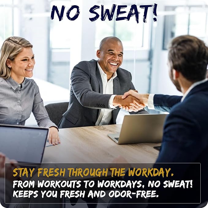 NO SWEAT! Ultra Long Lasting Sweat and Body Odor Protection, 98% Natural Ingredients, Hypoallergenic & Clinically Tested, Alcohol-Free & Fabric Safe, 20x Longer Duration, Created from Science (20mL)
