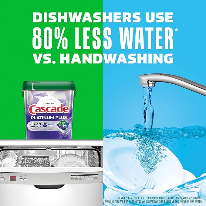 Cascade Platinum Plus Dishwasher Pods, Dishwasher Detergent, Dishwasher Soap, Dish Tabs, Dishwashing Tablets, Dish Detergent, Lemon, Actionpacs, 62 Count