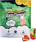 Magnetic Glass Cleaner Kit - Reusable Cleaning Tool with Handle, 2 Silicone Brushes for Deep Clean of Hard-to-Reach Stains in Glassware Vases Bottles Ceramics - Great Holiday Gift (Red)