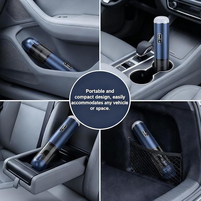TEZILON Car Vacuum Cleaner 18000Pa Powerful Suction HEPA Filter, Portable Cordless Handheld Vacuum Vehicle Home with LED Display Air Duster Rechargeable Lightweight Multi-Nozzles for Pet Hair Keyboard