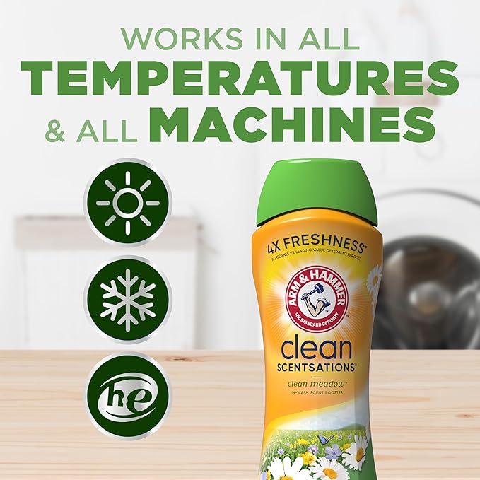 ARM & HAMMER Clean Scentsations In-Wash Scent Booster, Laundry Scent Booster Clean Meadow scent, 24 Oz