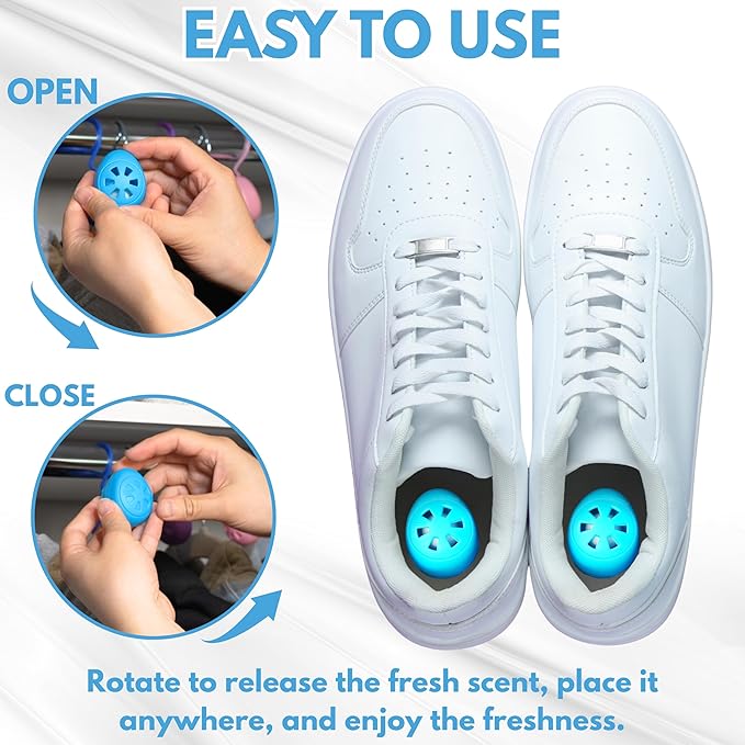 Air Jungles Shoe Deodorizer Balls 6 Ct, Fresh Linen Scent, Odor Remover Balls for Sneakers, Gym Bags, Lockers, and Drawers, Essential Oil Provides Natural Freshness