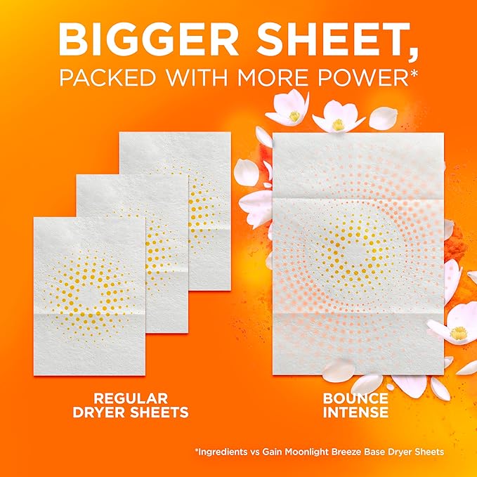Bounce Intense Dryer Sheets, Vibrant Fresh, 60 Count, Scent Boosting Dryer Sheet