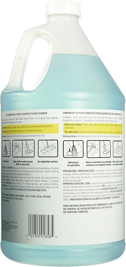 Zep ZUMSF128 Multi Floor Cleaner, 128 oz, Blue, 128 Count (Pack of 2)