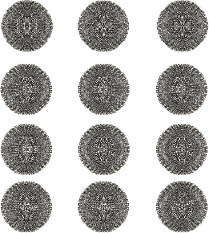 LOLA Steel Wool Wire Mesh Scouring Pad, 12 Pack, 4" Jumbo, Galvanized Steel, Heavy Duty Cleaning, Abrasive Scrubber, for Pots, Pans, Ovens, Grills