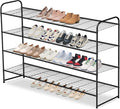 AOODA 4 Tier Long Metal Shoe Rack for Closet Wide Stackable Shoe Storage Organizer for Entryway, Bedroom, Floor, Holds 30 Pairs Men Sneakers Large Boot Shelf with Wire Grid, Black