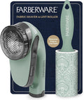 Farberware Fabric Shaver & Lint Remover Set–Battery Operated Sweater Shaver with Triple Blades and Extra Sticky Roller for Pet Hair, Fuzz & Pilling on Clothes, Upholstery & Bedding (Sage, Large)