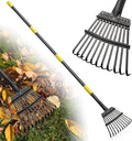 Rake for Leaves: Small Metal Garden Rake, 8.5" Wide, 11 Metal Tines,Heavy Duty Lightweight Kids Leaf Rakes for Small Lawn Yard Shrub,Tight Spot Garden Bed Leaf Debris Picking Cleaning, 60” Long Handle