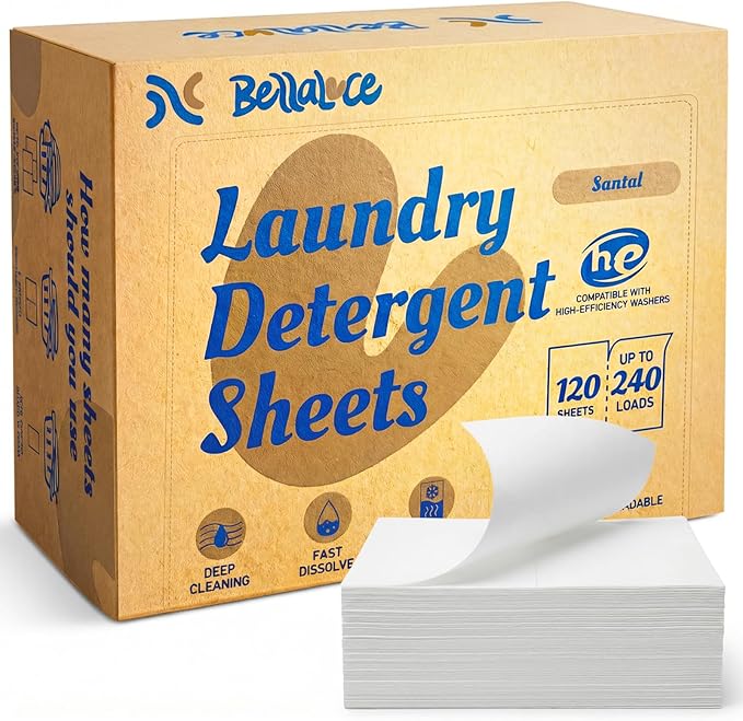 Laundry Detergent Sheets - 240 Loads Boys Santal Laundry Sheets for Dorm,College,Home,Hotel,Apartment,Camping,Cruise,Road Trip,Beach Vacation,Backpack,Small Space, Family School Travel Essentials