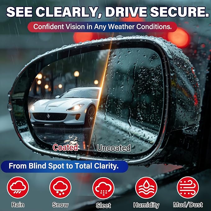 Car Glass Cleaner & Water Repellenet, Windshield Rain Repellent Streak-Free Water Spot Remover Hydrophobic Coating Protecting Against Stains Safe on Glass, Tinted Windows & Mirrors- Pack of 2