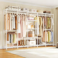 ONBRILL F5 Extra Large Industrial Pipe Clothing Rack, Freestanding Portable Closet Organizer System with Shelves & Hanging Rods, 88.6'' Wide Heavt Duty Clothes Rack, Max Load 1300lbs, White