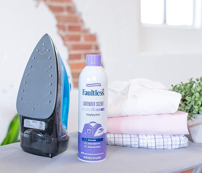 Laundry Starch Spray, Faultless Lavender Aerosol Starch 20 oz Cans for a Smooth Iron Glide on Clothes & Fabric Even Spray, Easy Iron Glide, No Reside (Pack of 4)
