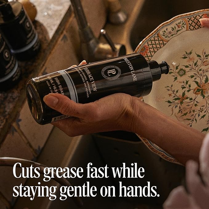 Preston Lane Luxury Dish Soap, Mayfair Scent | Plant Powered Formula with Essential Oils | Tough on Grease, Gentle on Hands | Vegan, Cruelty Free, Clean Ingredients