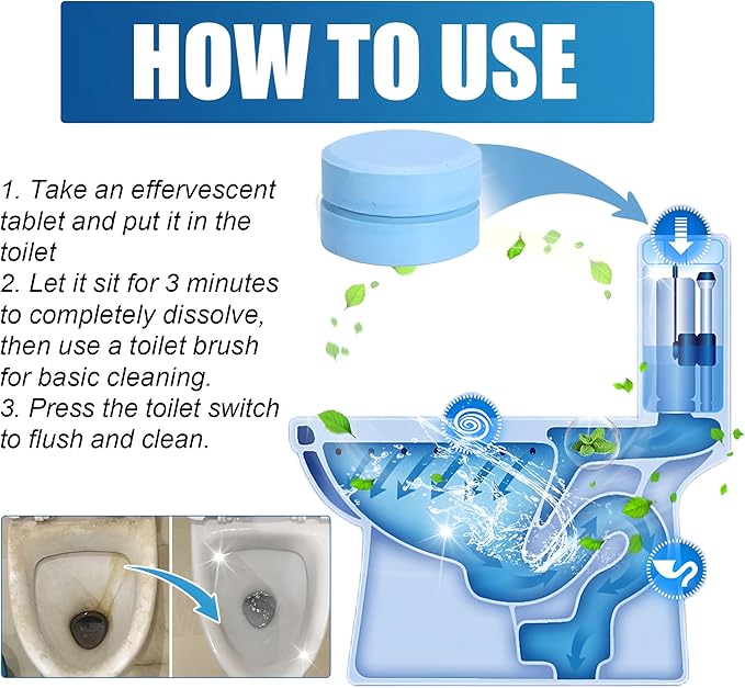Toilet Bowl Cleaners - 12 PACK, Household Toilet Cleaner, Automatic Toilet Bowl Cleaners - Sustained-Release Toilet Tank Cleaners for Deodorizing and Descaling (Pack of 1)