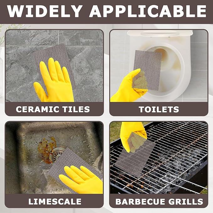 Toilet Cleaning Screens - 10 Pcs Flexible Scrubbing Screen Cleaning Mesh for Household, 5.5 x 4 Inch Hard Water Stain Remover Pads, Scrubbing Screens Scouring Pads for Carbon, Rust & Scale