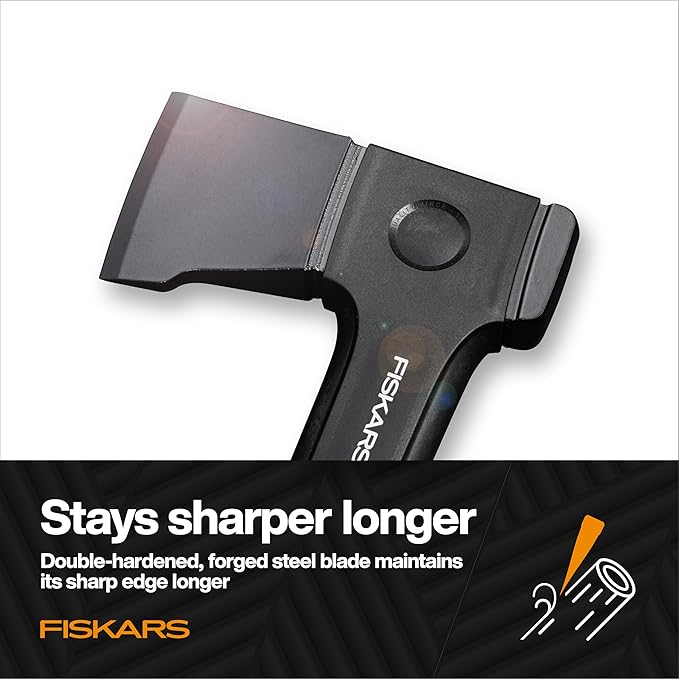 Fiskars X24 Universal Axe 24", Forged Steel Blade for Felling Trees & All-Purpose Chopping, Shock-Absorbing FiberComp Handle & Low-Friction Coating for Clean Cuts in Fresh Resinous Wood