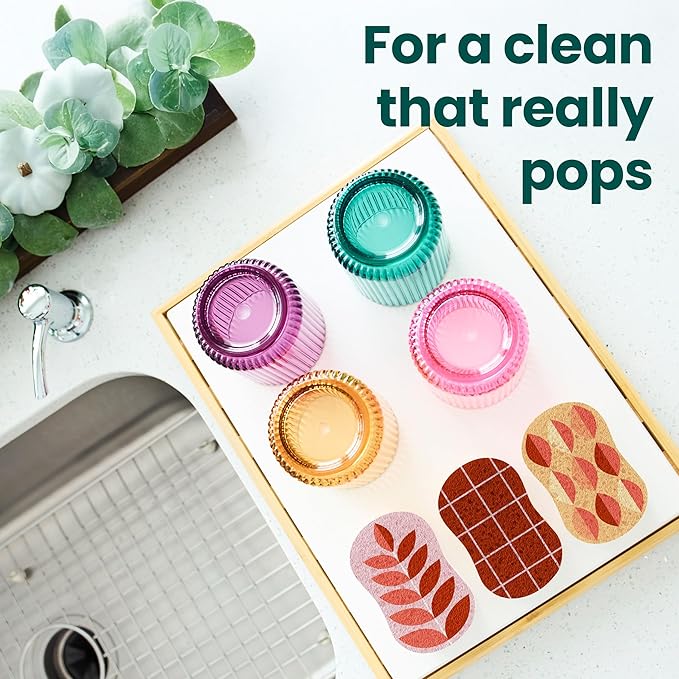 Scotch-Brite Harvest Pop Up Kitchen Sponges, Unique Compressed Kitchen Sponge for Cleaning Gently, Autumn Pattern Dish Sponge that Expands in Water, 3 Scrubbing Sponges