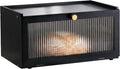 ETMI Black Bread Box for Kitchen Countertop - Modern bamboo Bread box with Window Bread Storage Container