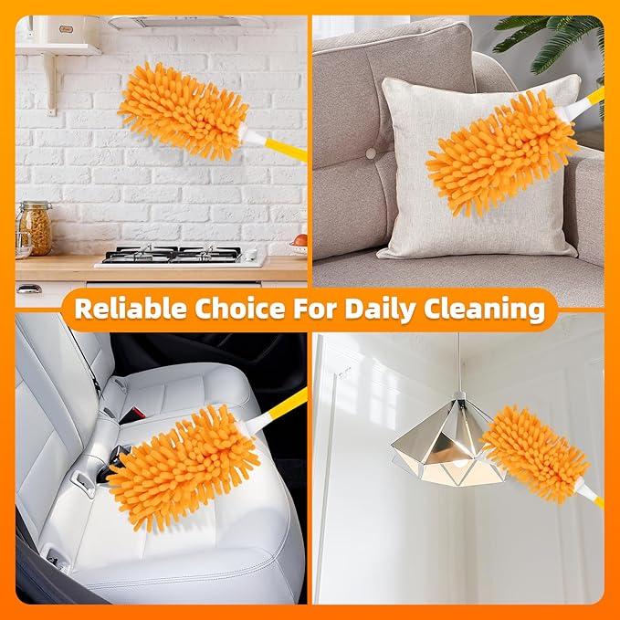 8 Pack Reusable Duster Refills Compatible with Swiffer Hand Duster, Washable Microfiber 360 Heavy Duty Dusters Refills for Dusting Cleaning(Include 1 Handle & Laundry Bag)