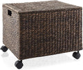 Casafield Rolling Filing Cabinet, Espresso Dark Brown - Water Hyacinth File Organizer with Lid and Wheels, Home Office Storage for Hanging Folders