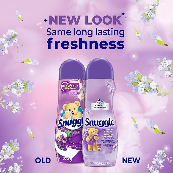 Snuggle In Wash Scent Booster, 21 Oz, 4 Pack, Lavender Breeze, Laundry Beads for Long-Lasting Freshness, Fragrance Enhancer for Clothes, Bedding & Activewear, HE Safe