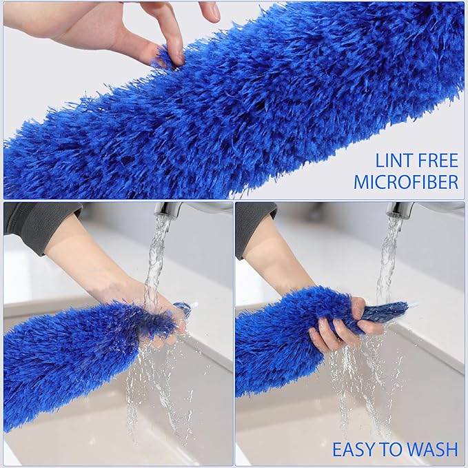 Duster with 80" Extension Pole for Cleaning, Bendable Duster Microfiber Head,Washable Cleaning Duster for Cobweb Cleaning,High Ceilings,Fan,Home,Furniture,Car