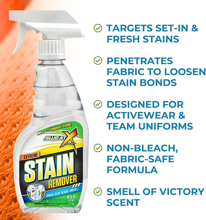 SWEAT X Extreme Stain Remover Spray for Clothes - Professional Laundry Stain Remover Spray for Performance Fabrics & Activewear - Powerful Stain Treater & Spot Remover for Clothes - 16 oz (2 Bottles)