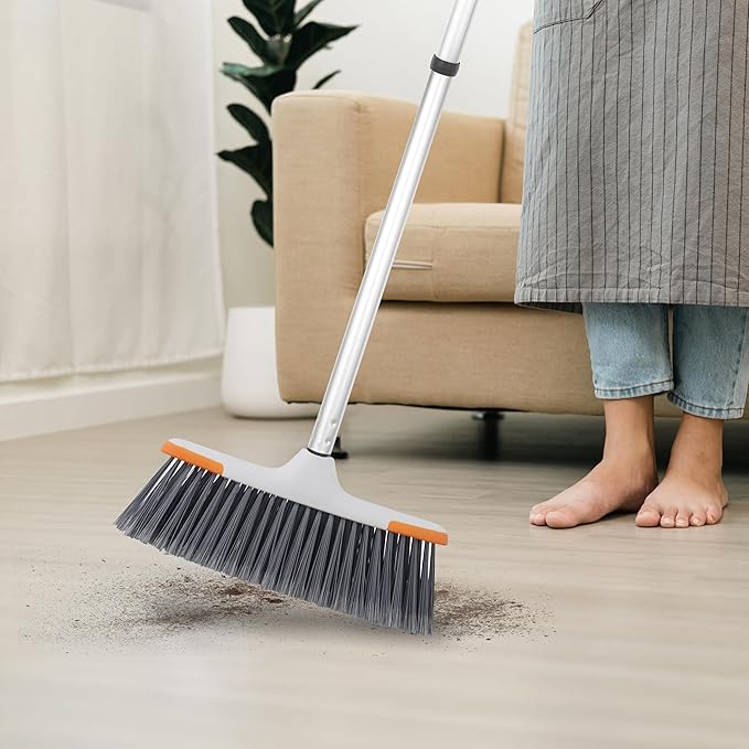 Superio Lightweight Essential Household Broom with Metal 3-Part Handle Indoor and Outdoor Use