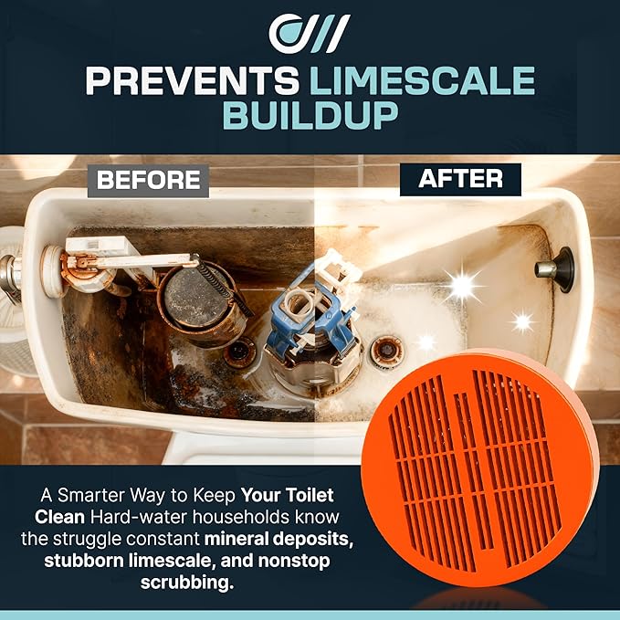 Toilet Guard Hard Water & Limescale Drop-In Toilet Tank Tablet | Polyphosphate Formula | Helps Reduce Rings, Stains & Mineral Buildup | Bleach-Free 180-Day Tablet