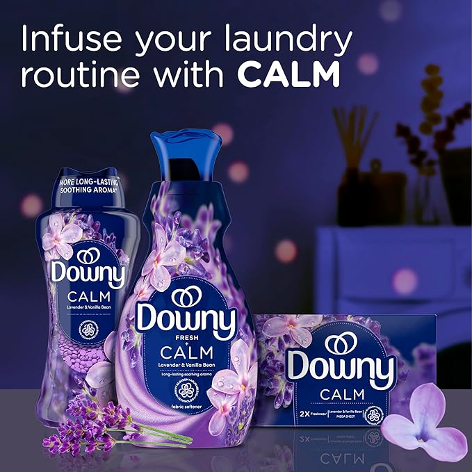 Downy Ultra Soft Fabric Softener Liquid, Calm, Lavender and Vanilla Bean, 26 fl oz, 39 Loads