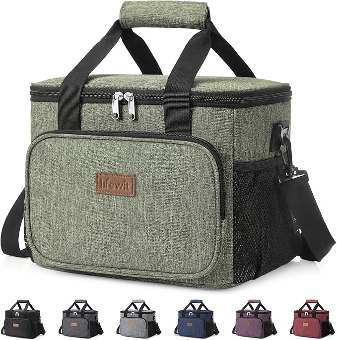 Lifewit Large Lunch Bag, Insulated Lunch Box, Soft Cooler Cooling Tote for Adult Men Women, Dark Green 24-Can (15L)